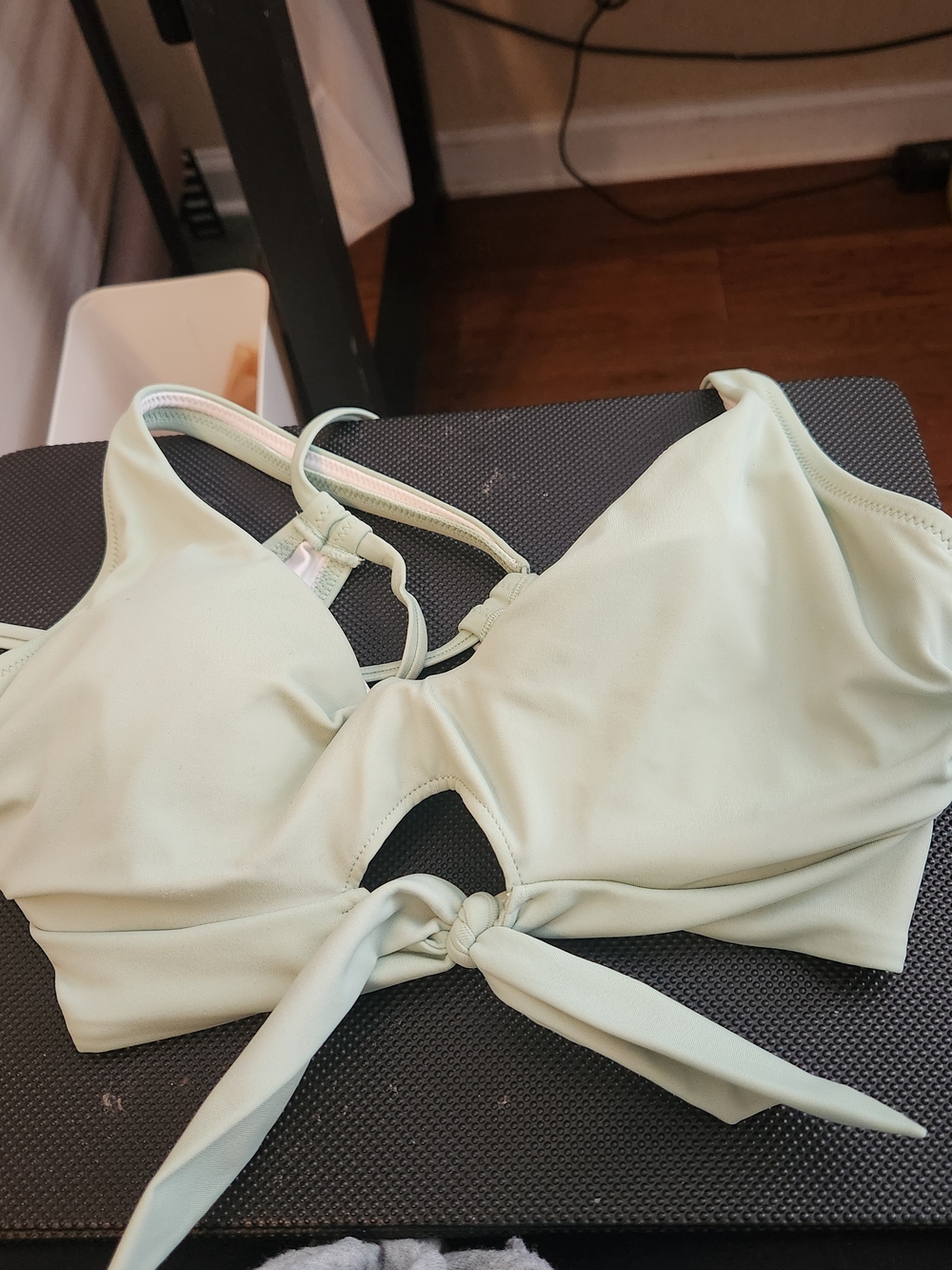 Shade & Shore Pale Green Tie-Front Bikini Top